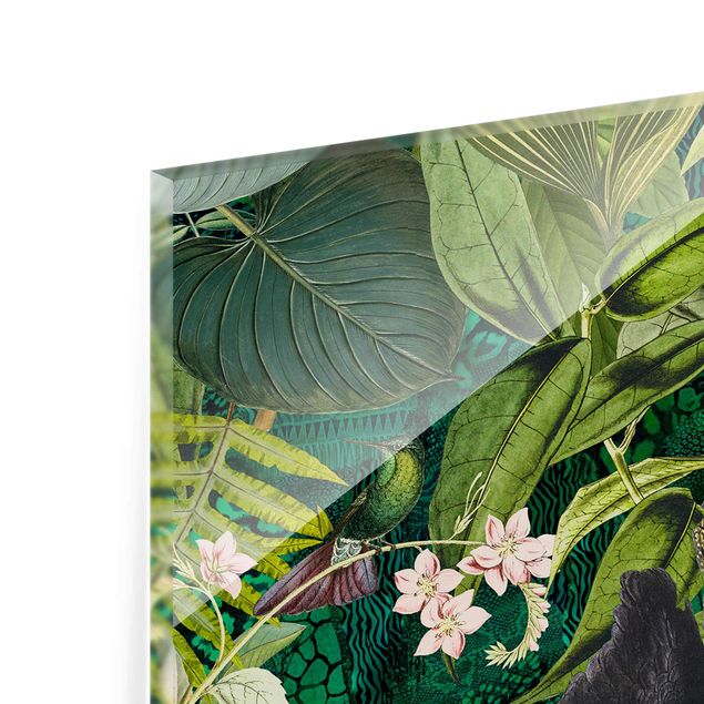 Quadri Collage colorato - Cacatua nella giungla