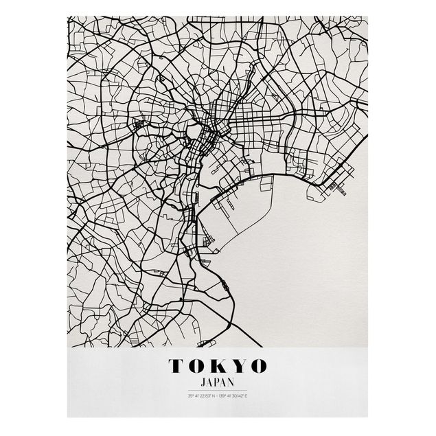 Quadri mappamondo Mappa di Tokyo - Classica