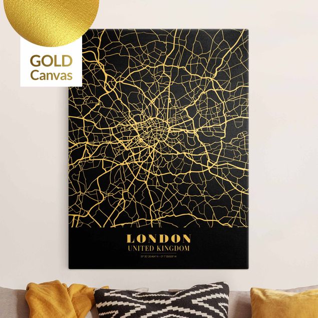 Quadro su tela Londra Mappa di Londra - Nero classico