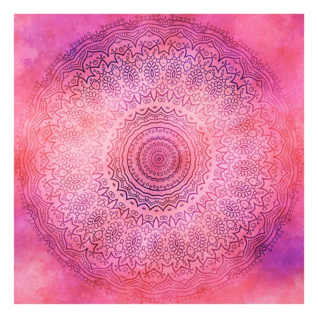 Quadri stampe Mandala ad acquerello Rosa chiaro Viola