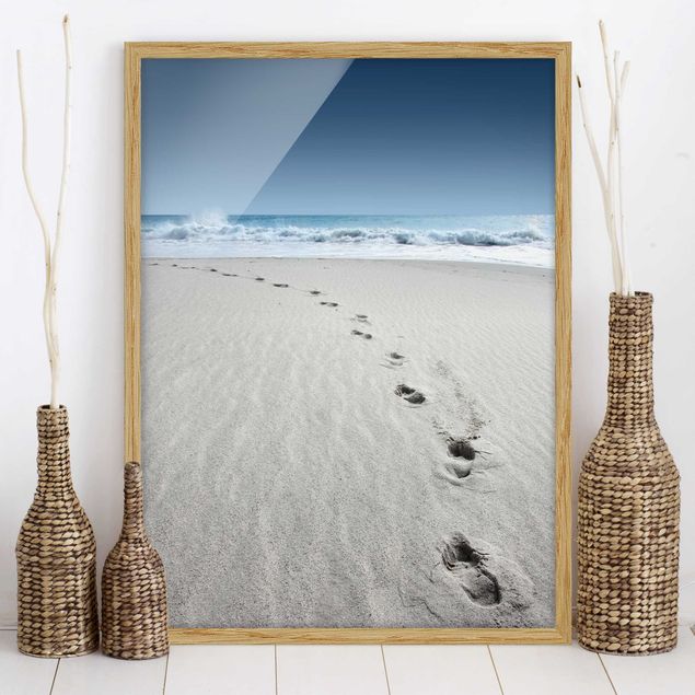 Quadri con cornice con spiaggia Tracce nella sabbia