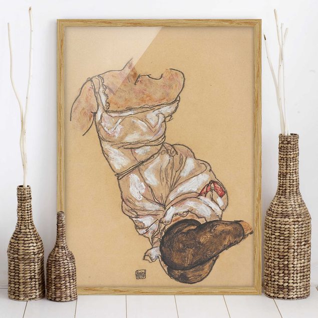 Riproduzioni Egon Schiele - Torso femminile in biancheria intima e calze nere