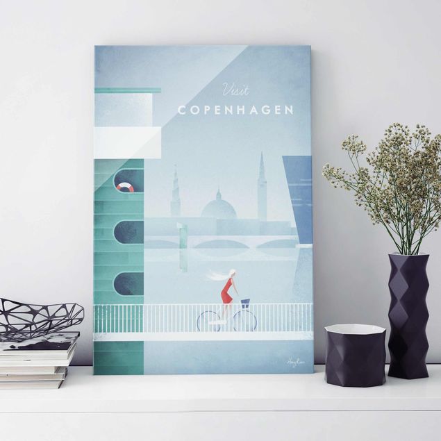Quadri in vetro con architettura e skylines Poster di viaggio - Copenaghen