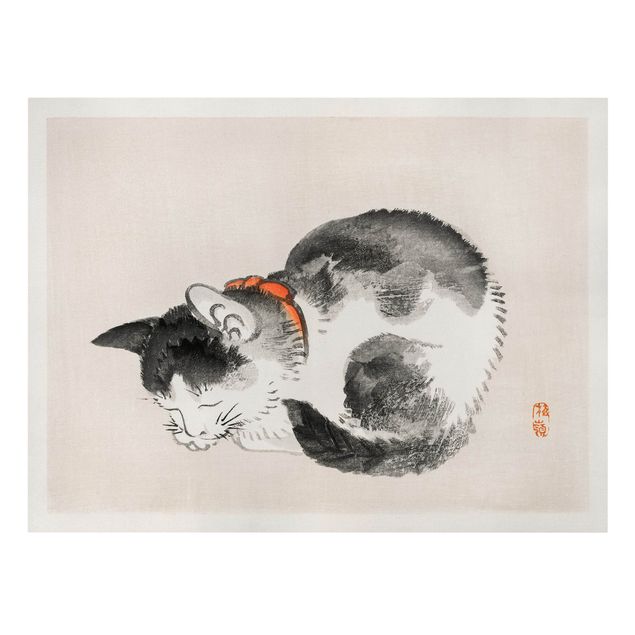 Quadro animali Disegno vintage asiatico gatto addormentato