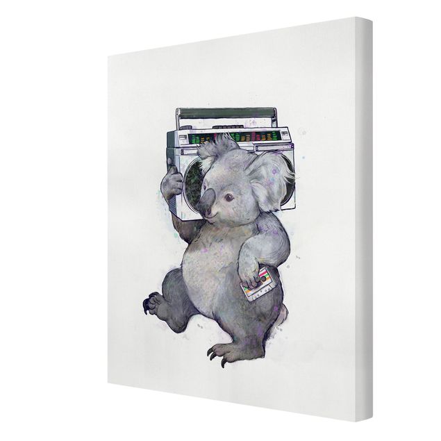 Quadro moderno Illustrazione - Koala con radio pittura