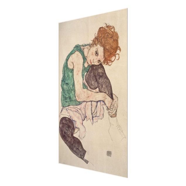 Quadri moderni per arredamento Egon Schiele - Donna seduta con ginocchio alzato
