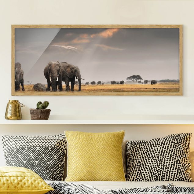 Quadri paesaggistici Elefanti nella savana