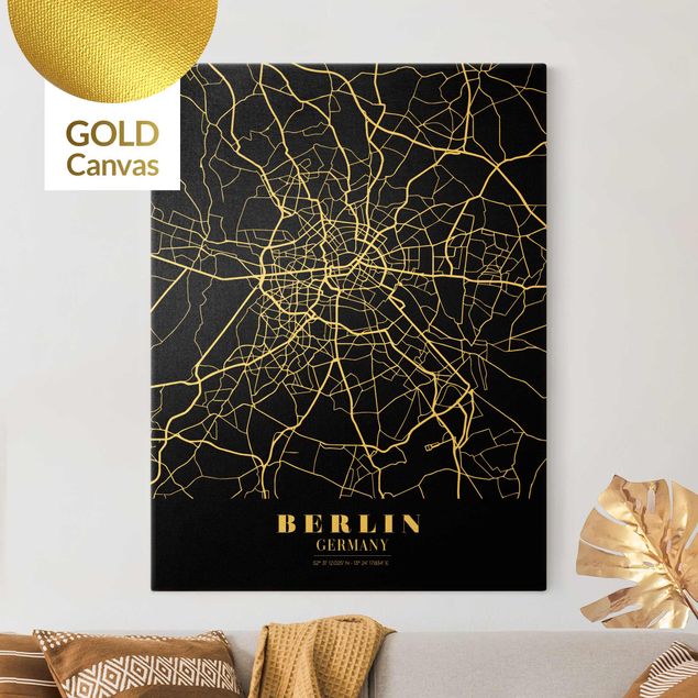 Quadri su tela Berlino Mappa della città di Berlino - Nero classico