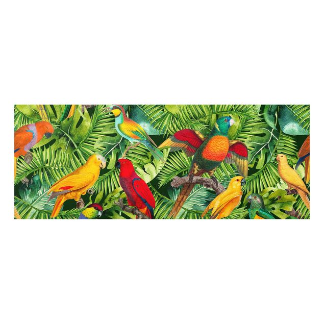 Quadri colorati Collage colorato - Pappagalli nella giungla
