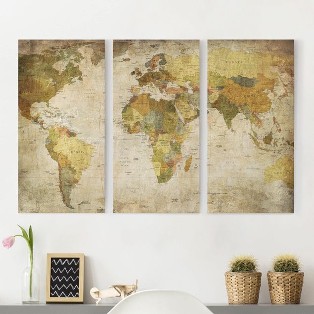 Quadri su tela con montagne map of the world