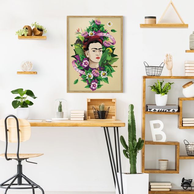 Quadri con cornice con fiori Frida Kahlo - Frida