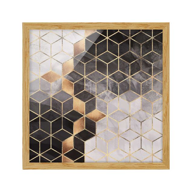 Quadri Elisabeth Fredriksson Geometria dorata in bianco e nero