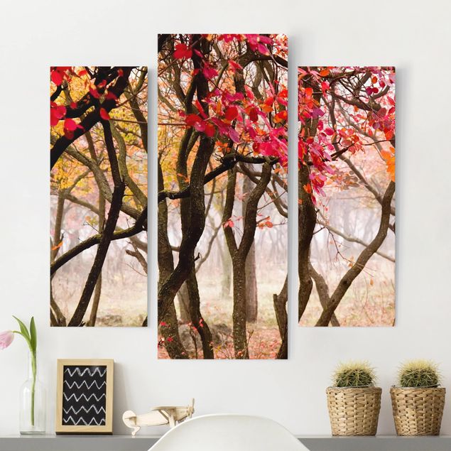 Quadri su tela con foresta Giappone in autunno