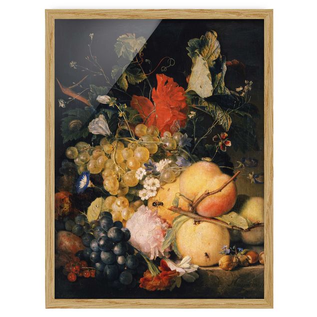 Riproduzioni quadri famosi Jan van Huysum - Frutta, fiori e insetti