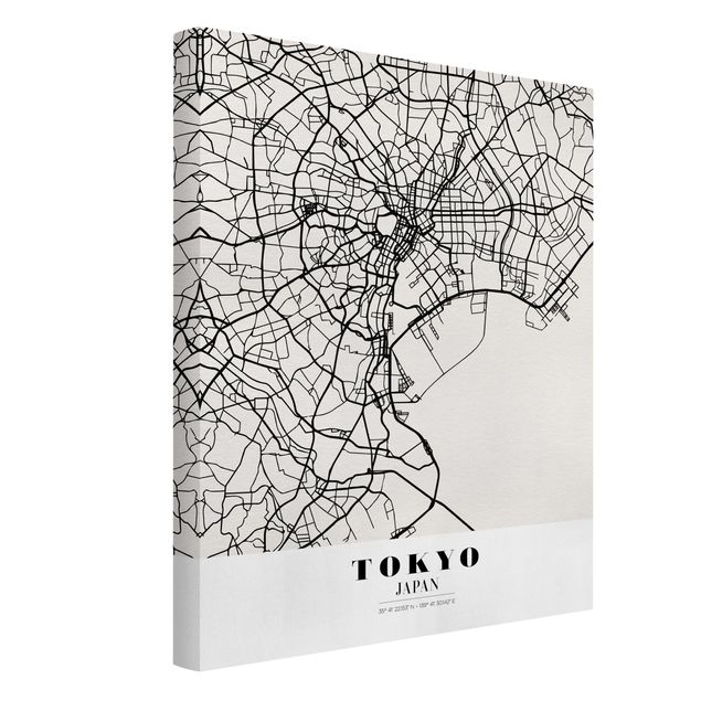 Quadri bianco e nero Mappa di Tokyo - Classica