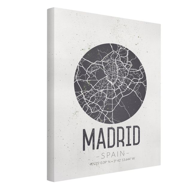 Quadri moderni grigi Mappa di Madrid - Retrò