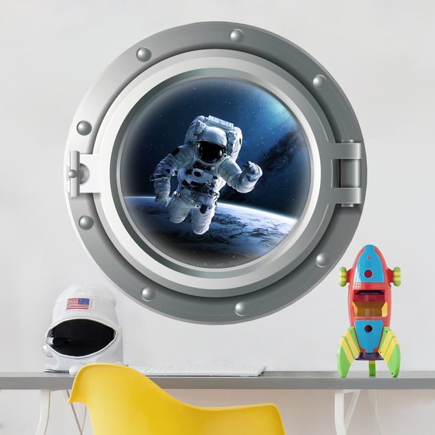 Adesivo murale - Porthole 3D - Astronauta nello spazio