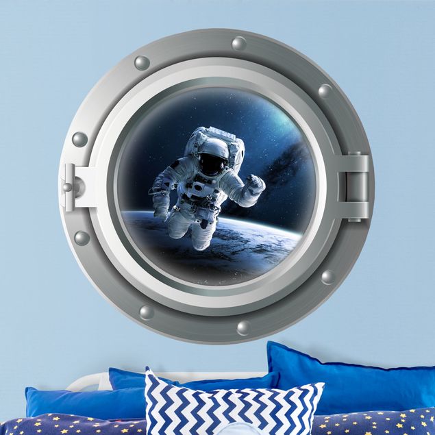 Adesivi murali 3d Oblò 3D - astronauta nello spazio