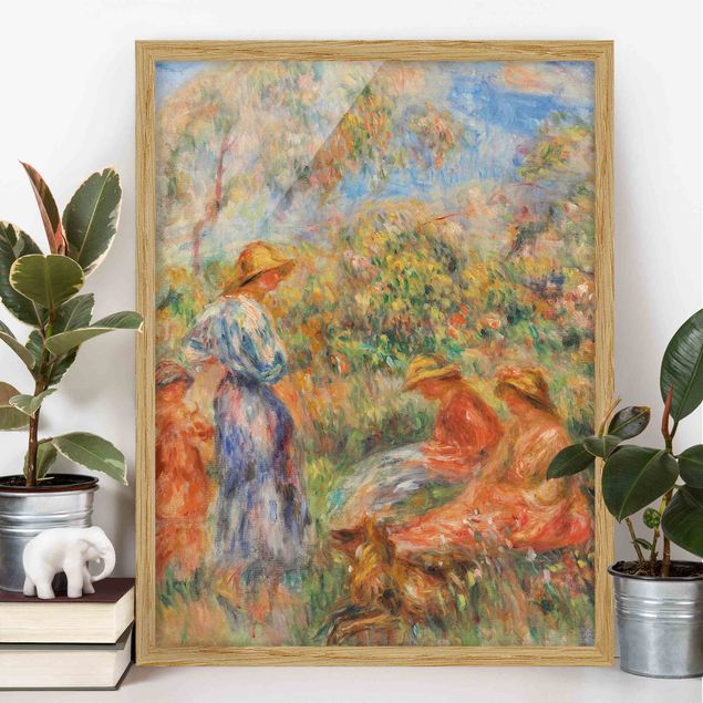 Stampe quadri famosi Auguste Renoir - Tre donne e un bambino in un paesaggio