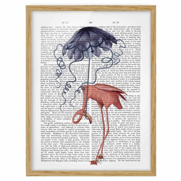 Quadri rosa Lettura con animali - Fenicottero con ombrello