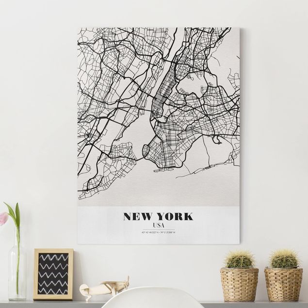 Quadri di New york Mappa di New York - Classica
