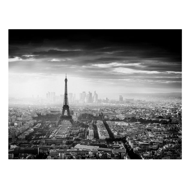 Quadri skyline  La Torre Eiffel dall'alto in bianco e nero