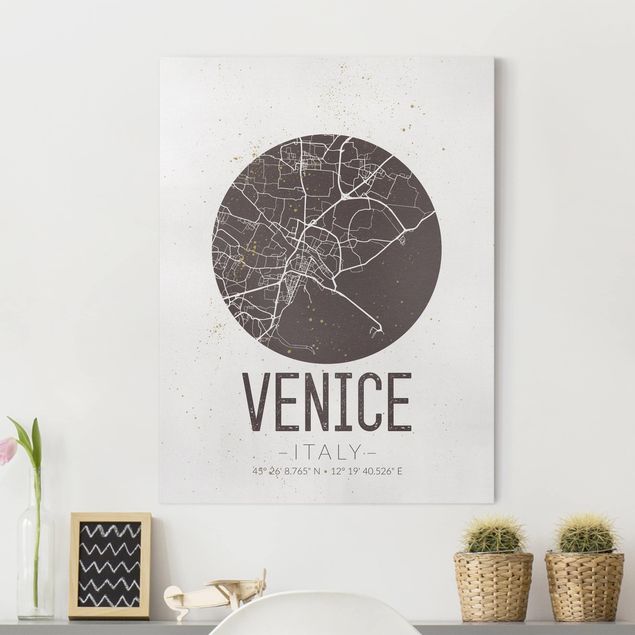 Quadri tela Italia Mappa di Venezia - Retrò