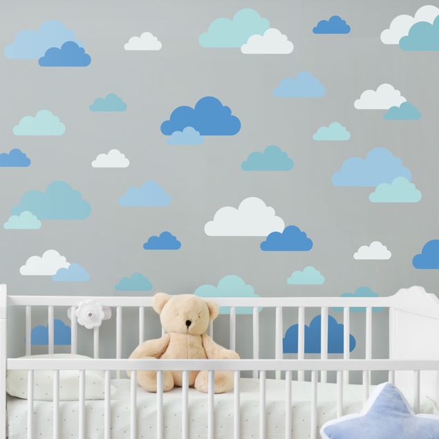 Adesivi murali Set di 40 Nuvole blu grigio petrolio