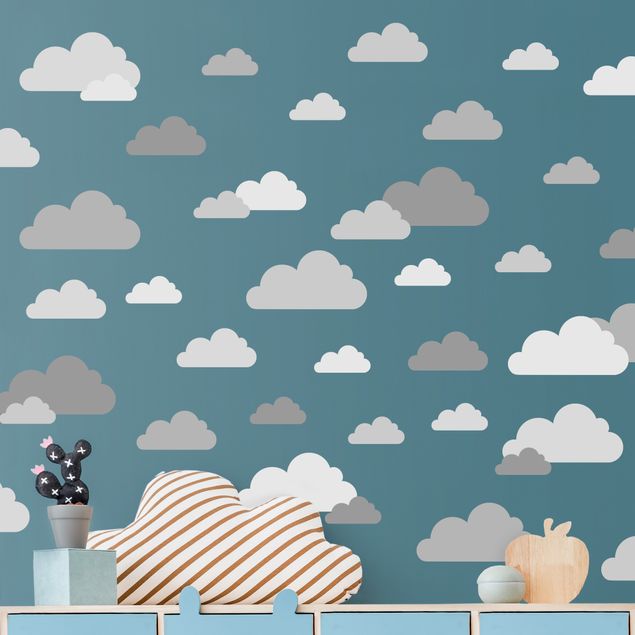 Adesivi murali Set di 40 Nuvole Grigio