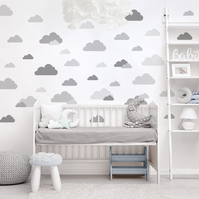 Adesivo murale - Set da 40 nuvole grigio