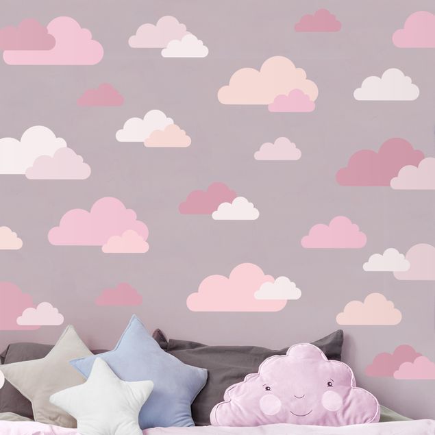 Adesivi murali Set di 40 Nuvole rosa chiaro