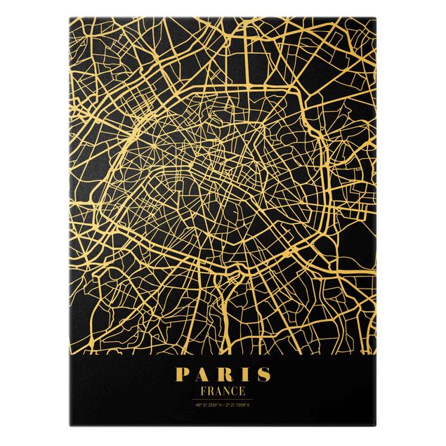 Stampe Mappa di Parigi - Nero classico