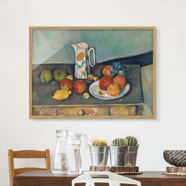 Quadri Impressionismo Paul Cézanne - Natura morta con brocca di latte e frutta
