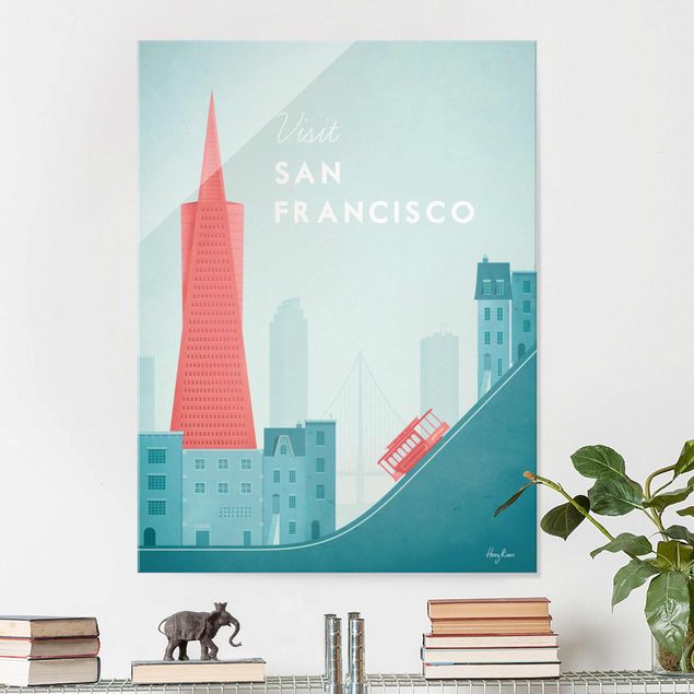 Quadri in vetro con architettura e skylines Poster di viaggio - San Francisco