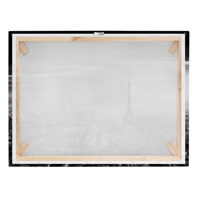 Quadri su tela La Torre Eiffel dall'alto in bianco e nero