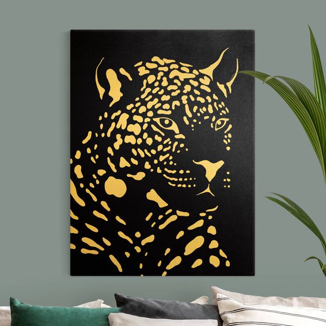 Quadri Animali del Safari - Ritratto di leopardo nero