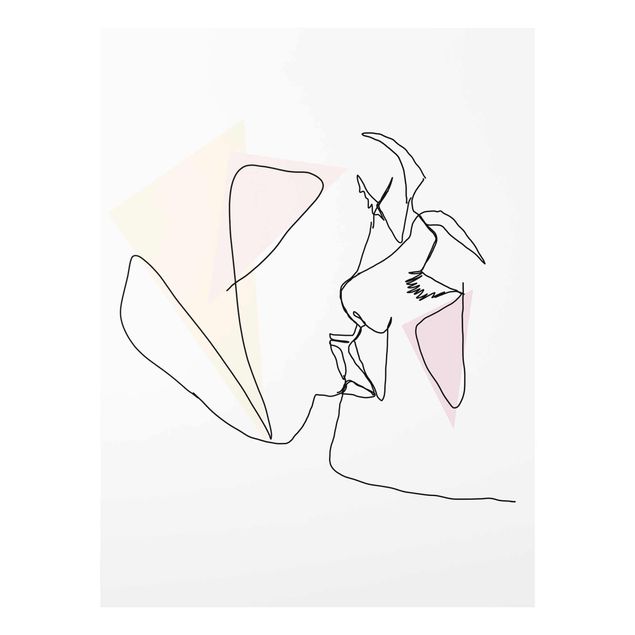Quadri rosa Kiss Faces Line Art