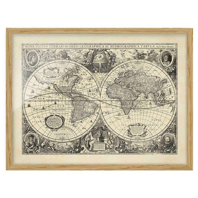 Quadri stampe Mappa del mondo vintage Illustrazione antica