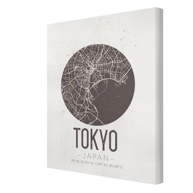 Quadro marrone Mappa di Tokyo - Retrò