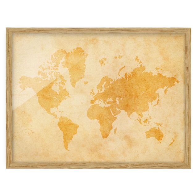 Quadri arancioni Mappa del mondo vintage
