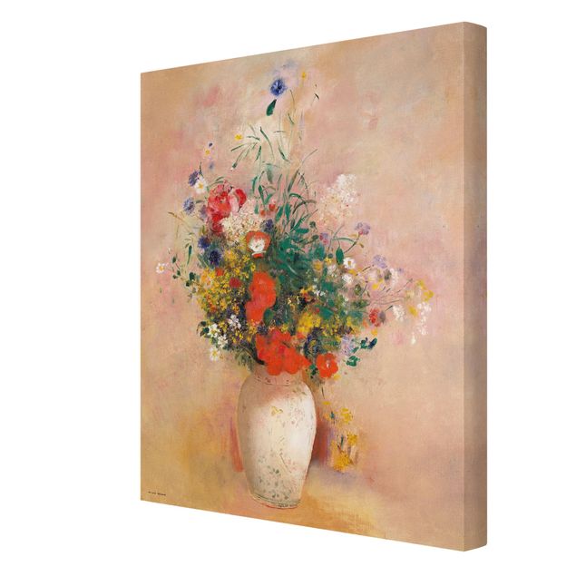 Riproduzioni quadri famosi Odilon Redon - Vaso con fiori (sfondo rosato)