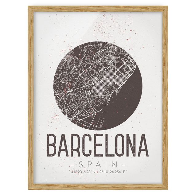 Quadri marroni Mappa della città di Barcellona - Retrò