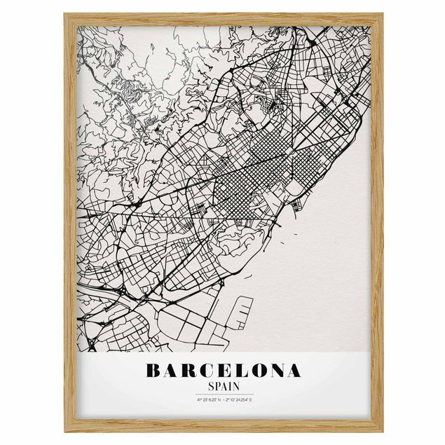 Quadri stampe Mappa di Barcellona - Classica