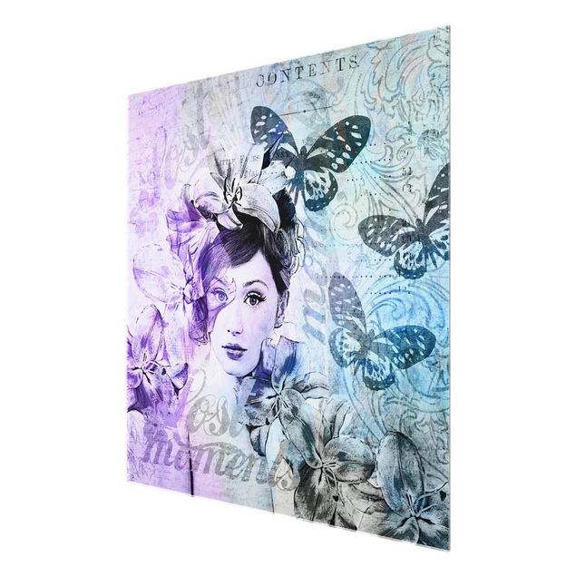 Quadri Andrea Haase Collage Shabby Chic - Ritratto con farfalle