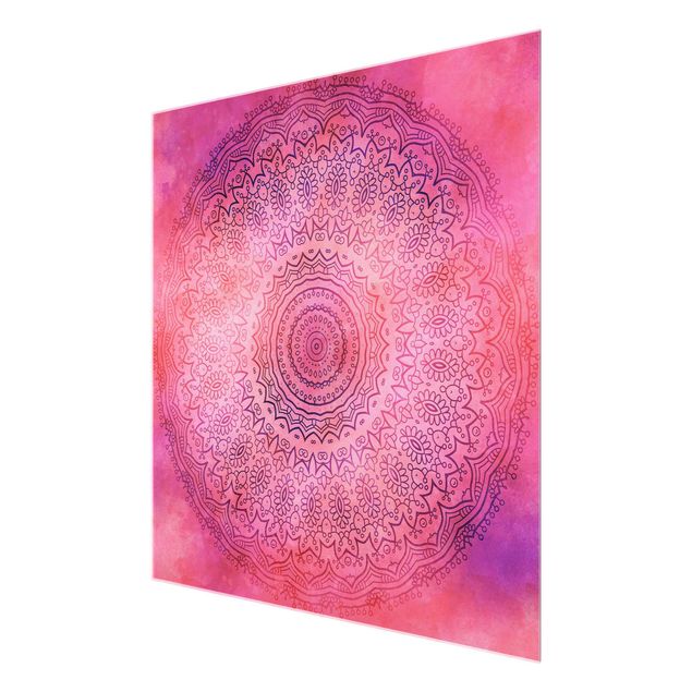 Glas Magnetboard Mandala ad acquerello Rosa chiaro Viola