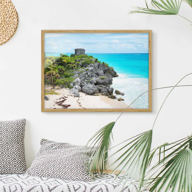 Quadri con cornice con spiaggia Costa caraibica, rovine di Tulum