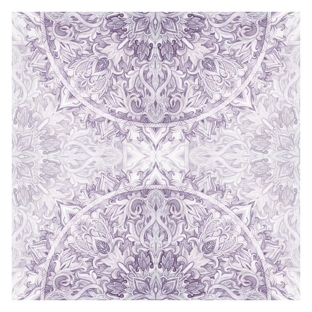Carta da parati - Mandala Acquerello Ornamento Viola- Formato quadrato