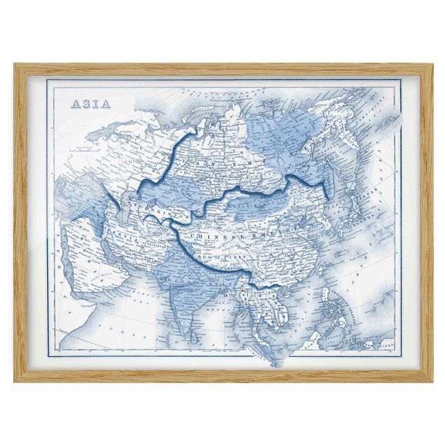 Quadro blu Mappa in toni blu - Asia