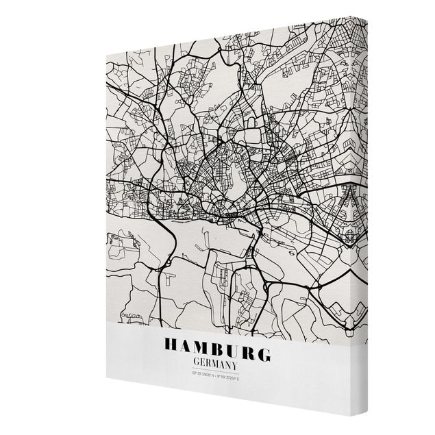 Stampe su tela Mappa di Amburgo - Classica
