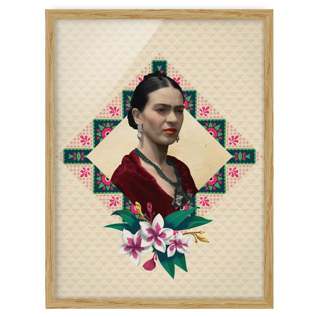 Ritratto quadro Frida Kahlo - Fiori e geometria
